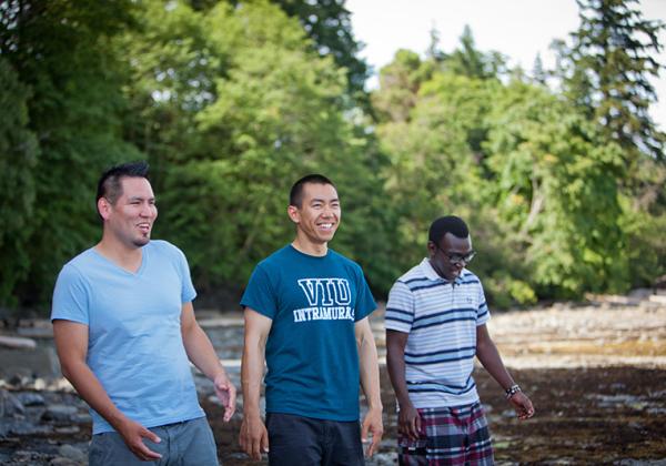 A group of international students on the beach