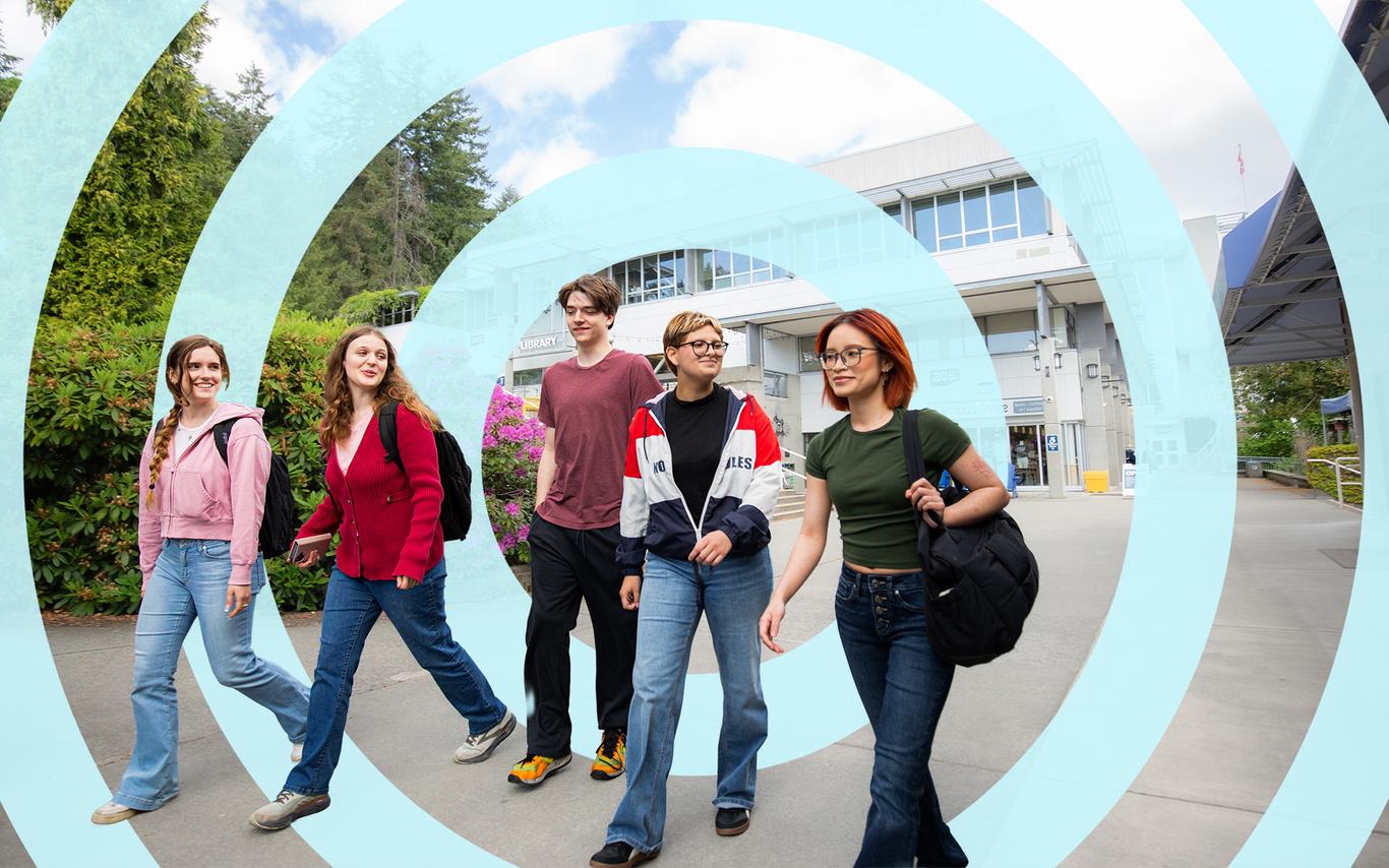 students on campus at VIU